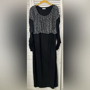 Story Teller Black Dress with Leopard Print Detail Size 2X